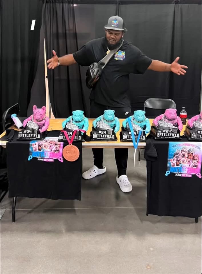 Ronnie Narine, owner of Rock n Frenchies, at a dog show